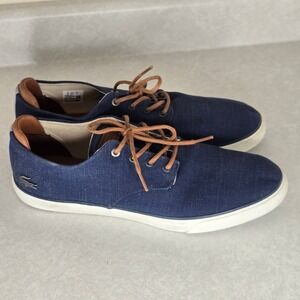 Lacoste Esparre Blue‎ Denim Canvas Casual Sneakers Shoes Mens Size 11